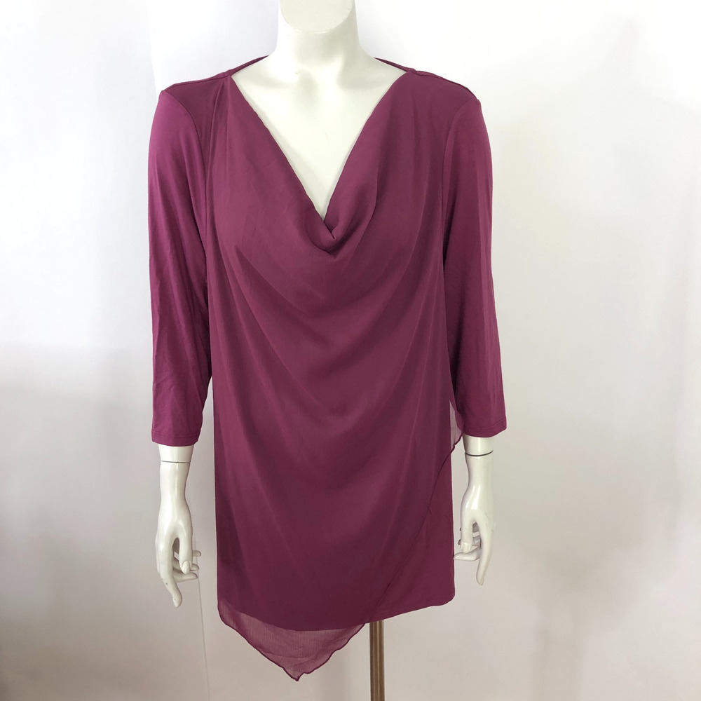 Soft Surroundings XL Rayon V Neck Pullover Top Blouse Purple MINT
